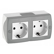 Блок с розетками с заземлением и крышкой mono electric octans ip20 104-020007-120